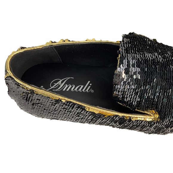 NEW AMALI Men's Slip On Gold/Black Sequins Loafers Flipp-428 size 15 - Picture 12 of 14